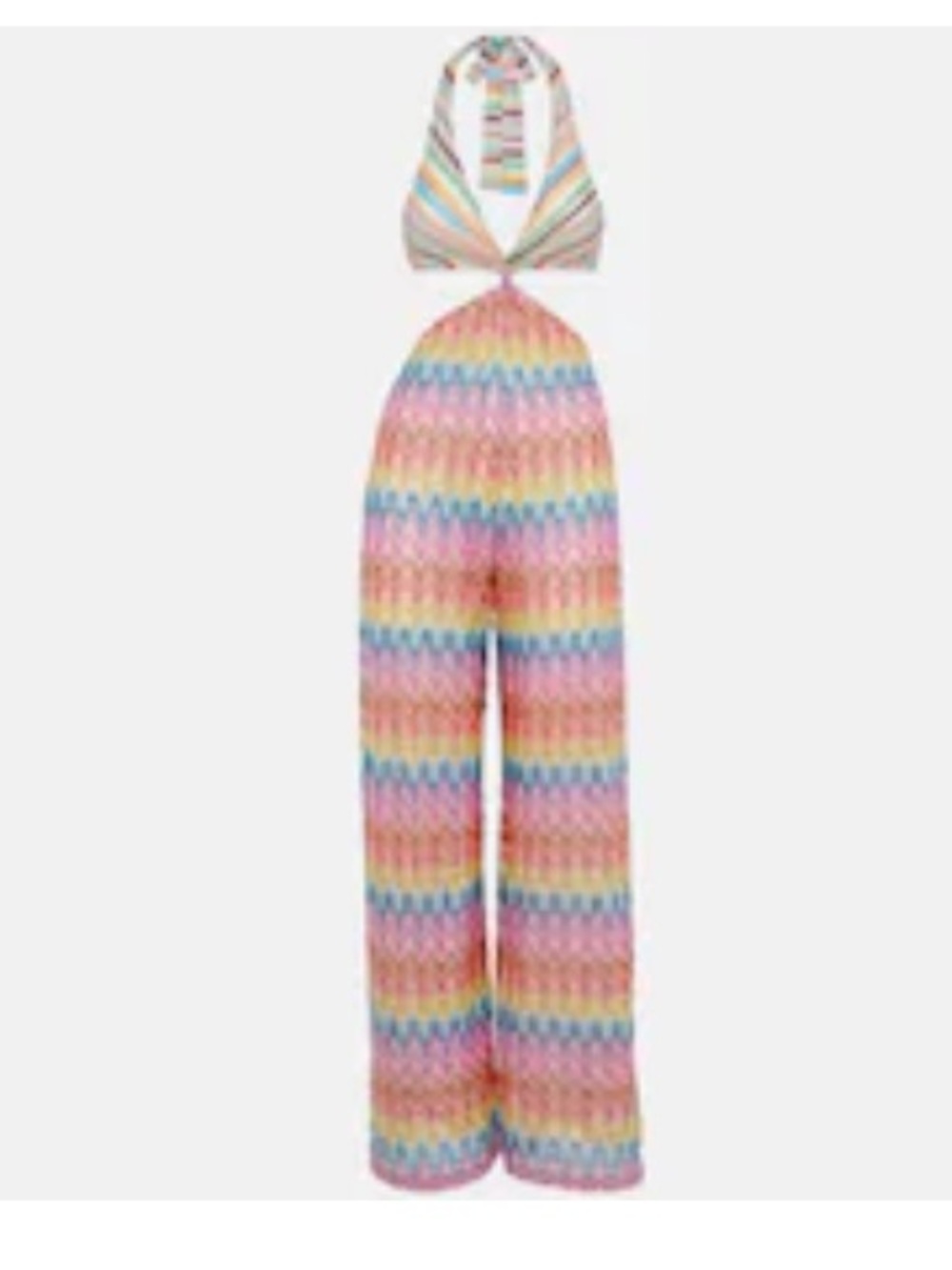 Missoni Pastel Multi Zigzag Halter Jumpsuit